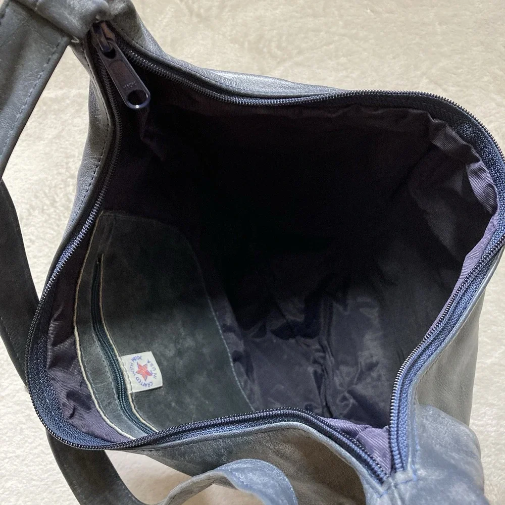 VTG Bugatti Genuine Leather Hobo Shoulder Bag Gray NWT Slouchy Minimalist USA